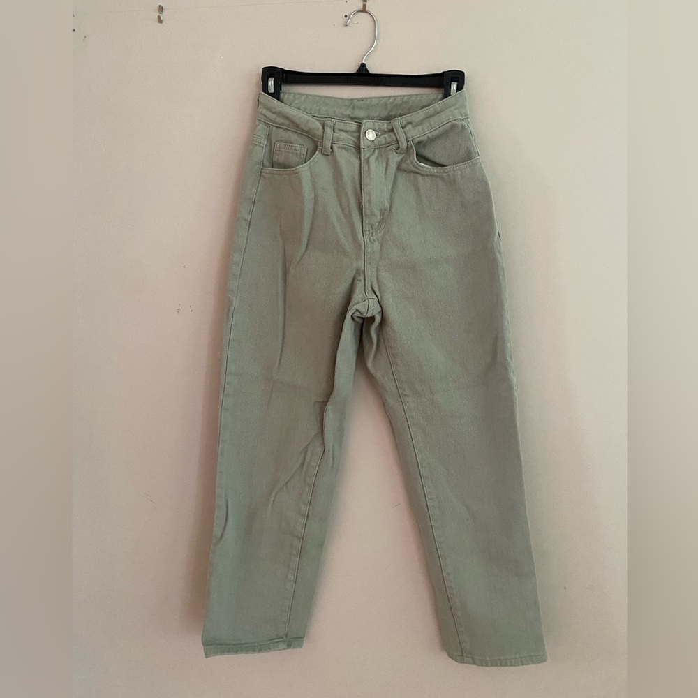 Petite xs light green mom jeans wide leg